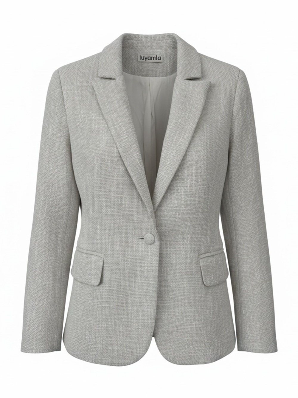 Luvamia Tweed Women's Cream Single-Button Textured Blazer - Size Small